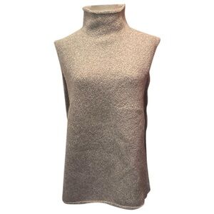 Lauren Manoogian Beige Cream Turtleneck Sleeveless Sweater